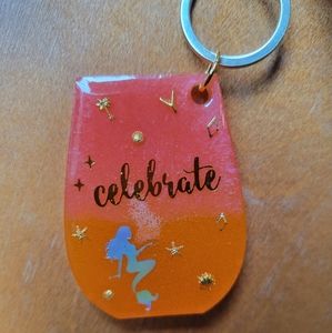 Wine glass keychain